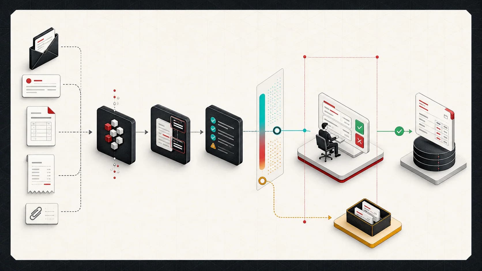 From Inbox to Order: How Email-to-Order Automation Actually Works architecture illustration