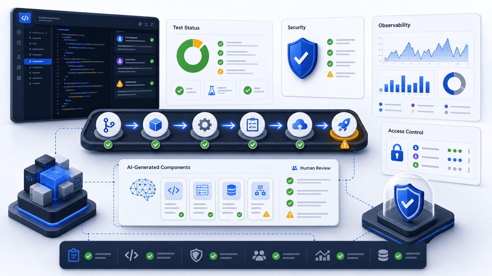 Production Checklist for AI-Built or AI-Assisted Software architecture illustration