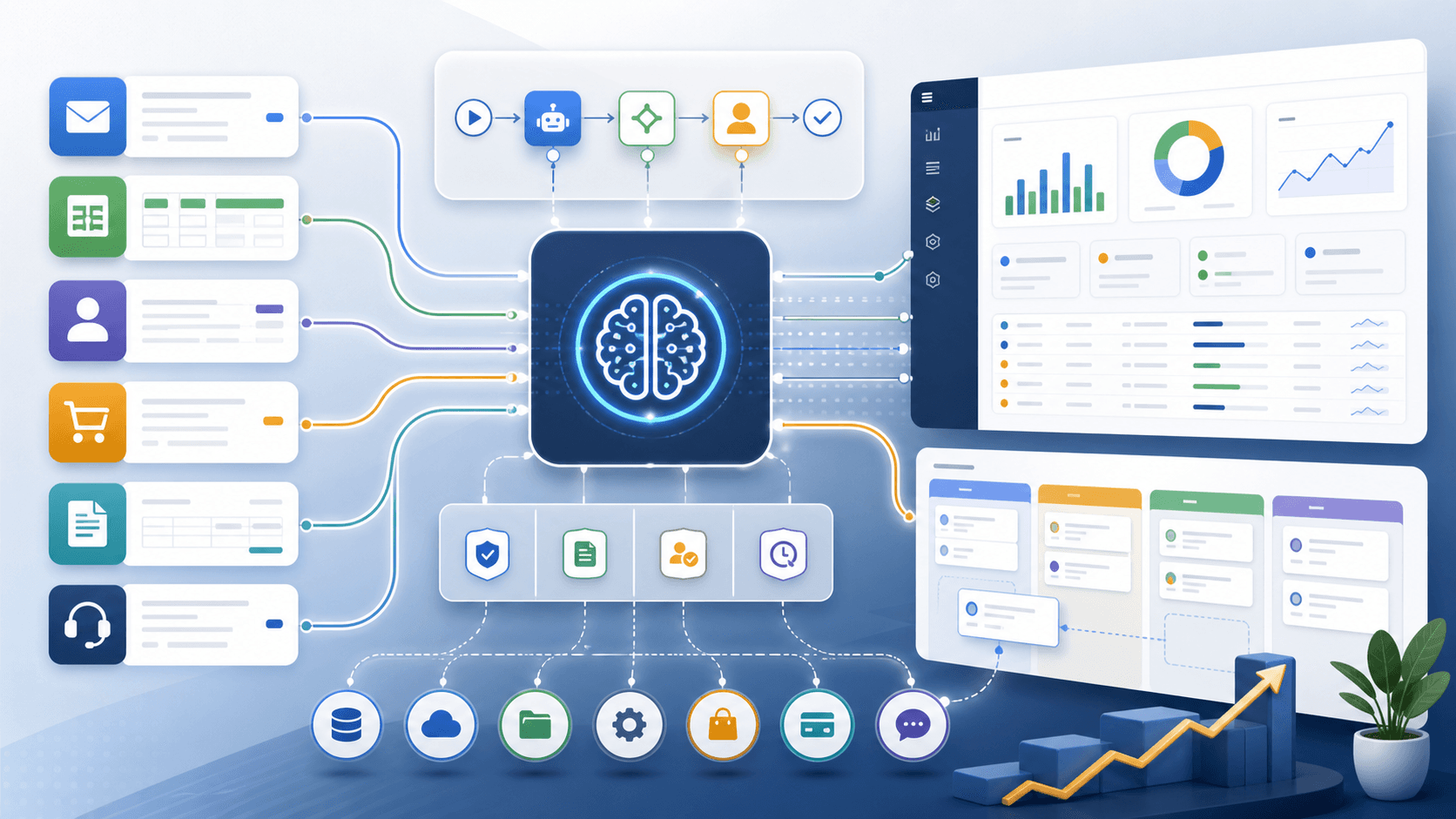 The Complete Guide to AI Workflow Automation for SMBs architecture illustration